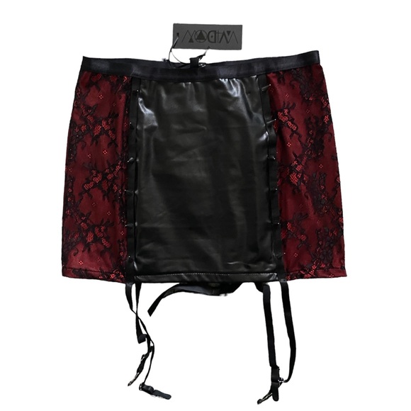 DollsKill | NWT’s gothic lace stud embellished and embroidered garter mini skirt - Picture 4 of 9